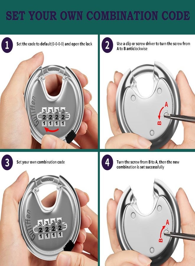 Guliffen Discus Combination Lock,Heavy Duty Stainless Steel Disc Combination Padlock for Storage Unit, Sheds, Garages and Trailer - Image 4