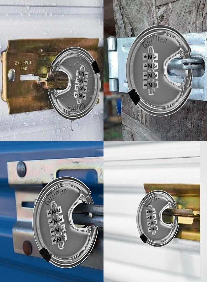 Guliffen Discus Combination Lock,Heavy Duty Stainless Steel Disc Combination Padlock for Storage Unit, Sheds, Garages and Trailer - Image 5