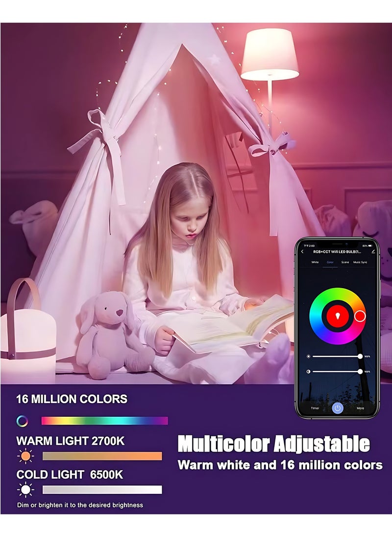 XIANER - RGBCW dimming and color changing light bulb screw WiFi intelligent program control multi-color LED light bulb 9W intelligent light bulb - Image 1