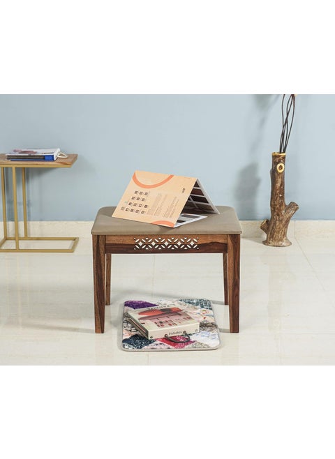 WOODEFLY Wooden 1 Seater Bench for Living Room 1 Seater Dining Bench for Dining Table Adjustable Cushion Bench for Study Sheesham Wooden Bench for Drawing Room in Teak Finish