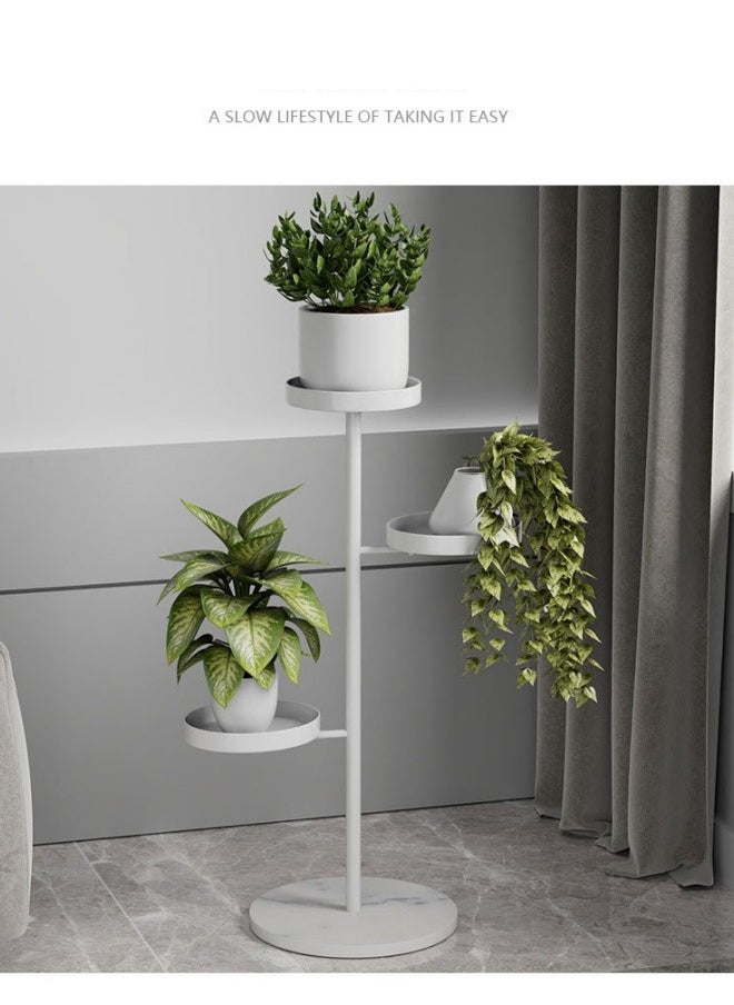 MIXDE 3 Tier Modern Simple Style Iron Art Rockboard Flower Stand Pot Rack for Balcony Living Room 