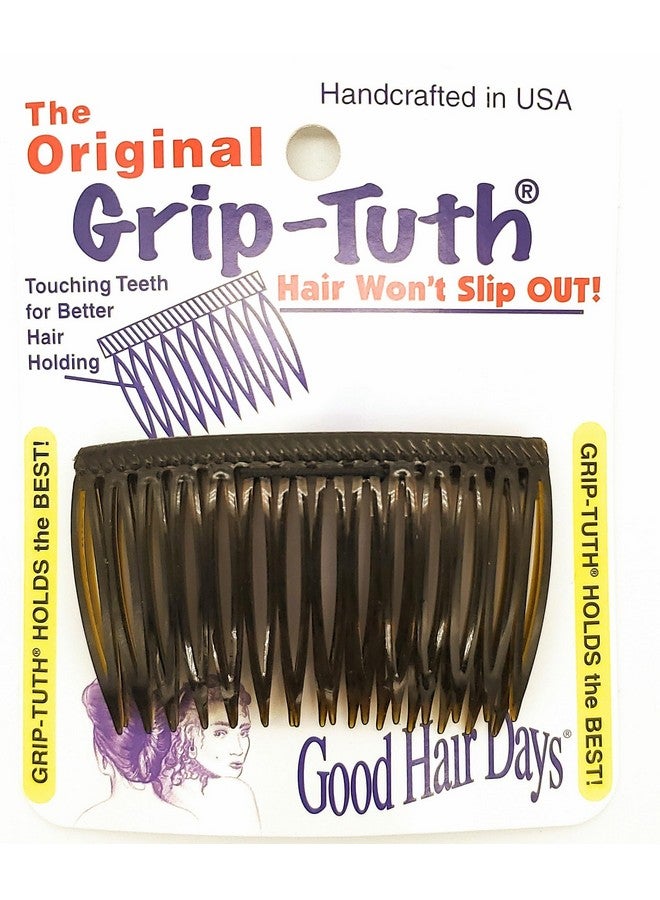 Good Hair Days Griptuth Combs Set Of 2 Hair Side Combs Hair Combs For All Types Of Hair Decorative & Hair Styling Women Accessories (Tortoise Shell 2 ¾ ″ Wide) - Image 1