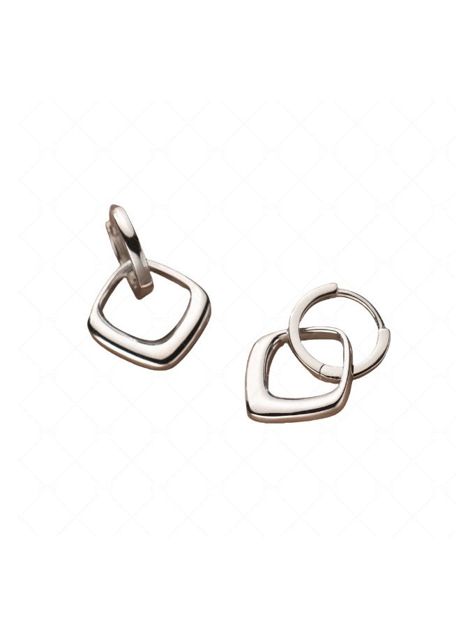 xozgdovg Quadrilateral sterling silver smooth diamond earrings temperament earrings  - Image 1