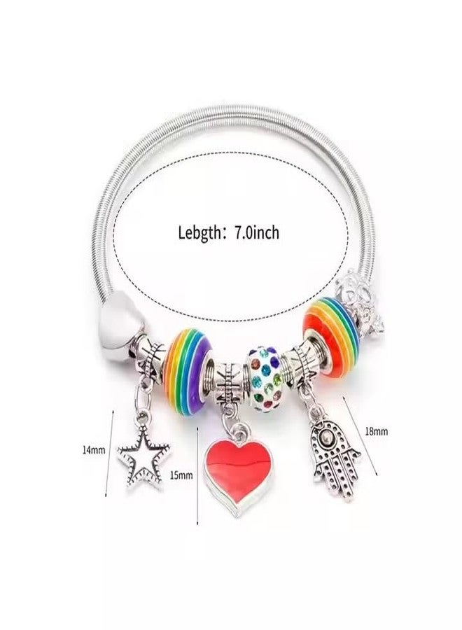 Plenteous Stainless Steel Wraparound Bracelet Girls Inspired Pink Bead Charm Adjustable Bangle Elegant Stylish Jewelry Jewellery Street Fashion Accessory Gift Women Teenagers (1PCS) - Image 5