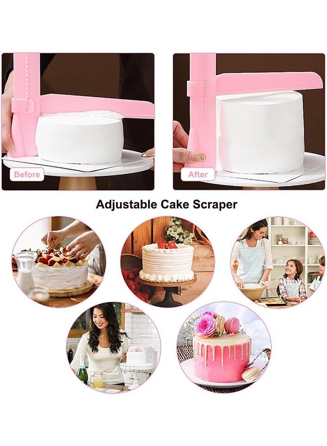 2 pcs Cake Smoother Scraper Set,2 PCS Adjustable Height Cream Scraper,Adjustable Cake Smoother Polishers for Cake,Cream,Baking,Decorating(Blue,Pink) - Image 3