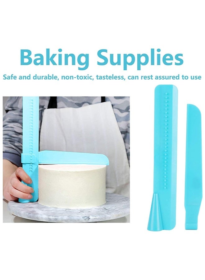 2 pcs Cake Smoother Scraper Set,2 PCS Adjustable Height Cream Scraper,Adjustable Cake Smoother Polishers for Cake,Cream,Baking,Decorating(Blue,Pink) - Image 2