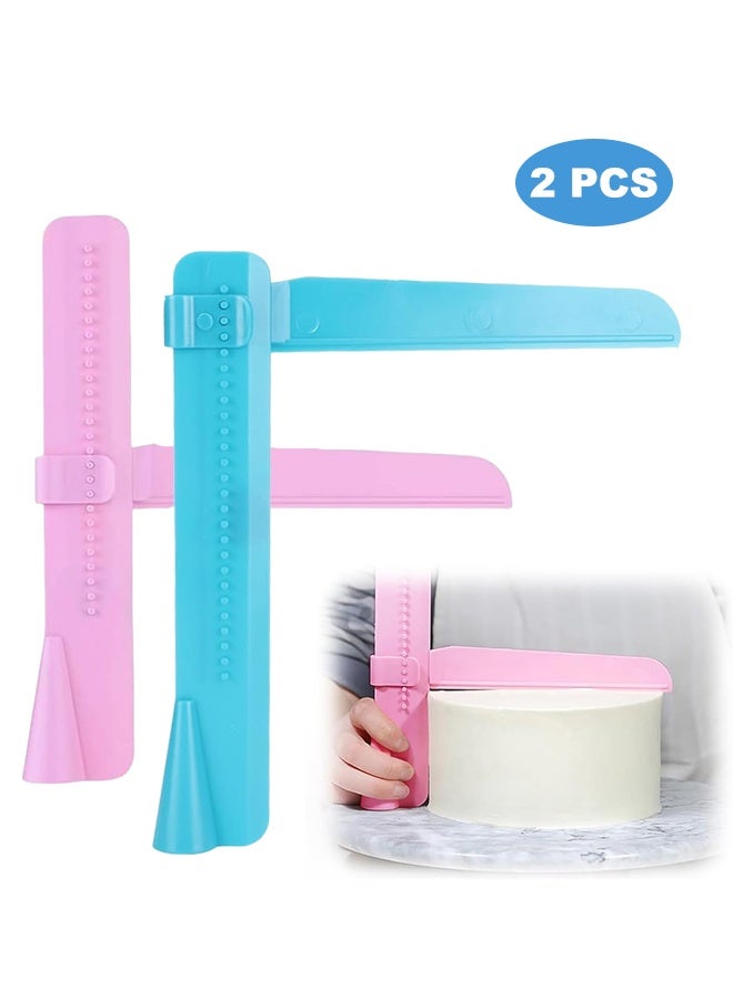 2 pcs Cake Smoother Scraper Set,2 PCS Adjustable Height Cream Scraper,Adjustable Cake Smoother Polishers for Cake,Cream,Baking,Decorating(Blue,Pink) - Image 1