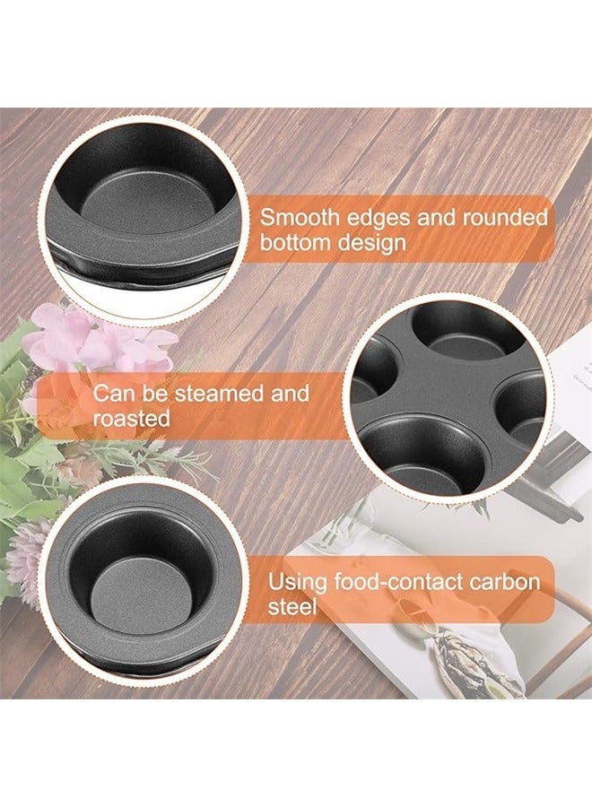 24 Grid Mini Cup Cake Mould Black 35X26.5cm，24-Cup Non-Stick Muffins Pan Round Cupcake Tins Baking Pan Bakeware Carbon Steel Cake Molds for Baking, Making Muffins Cakes, Bread, Cupcakes - Image 3