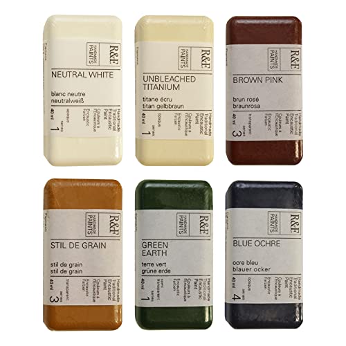 R&F Handmade Paints - Professional Encaustic Paint - Earth Tones, Set of 6 40ml - Image 2