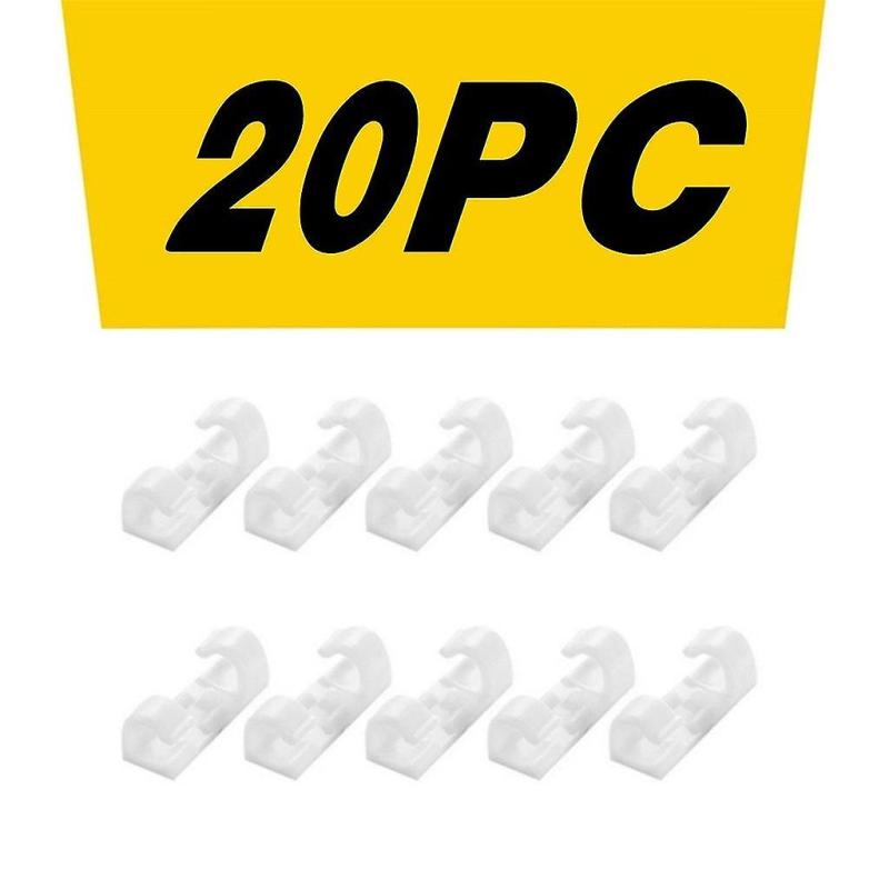 Self-Adhesive Wire Clamp 20 Pack Max 1 Cm Cable Fit - Strong 3M Adhesive Install Desktop Organizer for Power Cord Management - Image 1