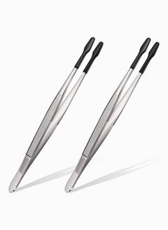 NIBEMINENT Tweezers, Rubber Tipped Tweezers PVC Silicone Coated Soft Non Marring Flat Tip Lab Industrial Hobby Craft Tools Coin Stamp Tweezer Tongs, Endurance 2 Pieces  - Image 1