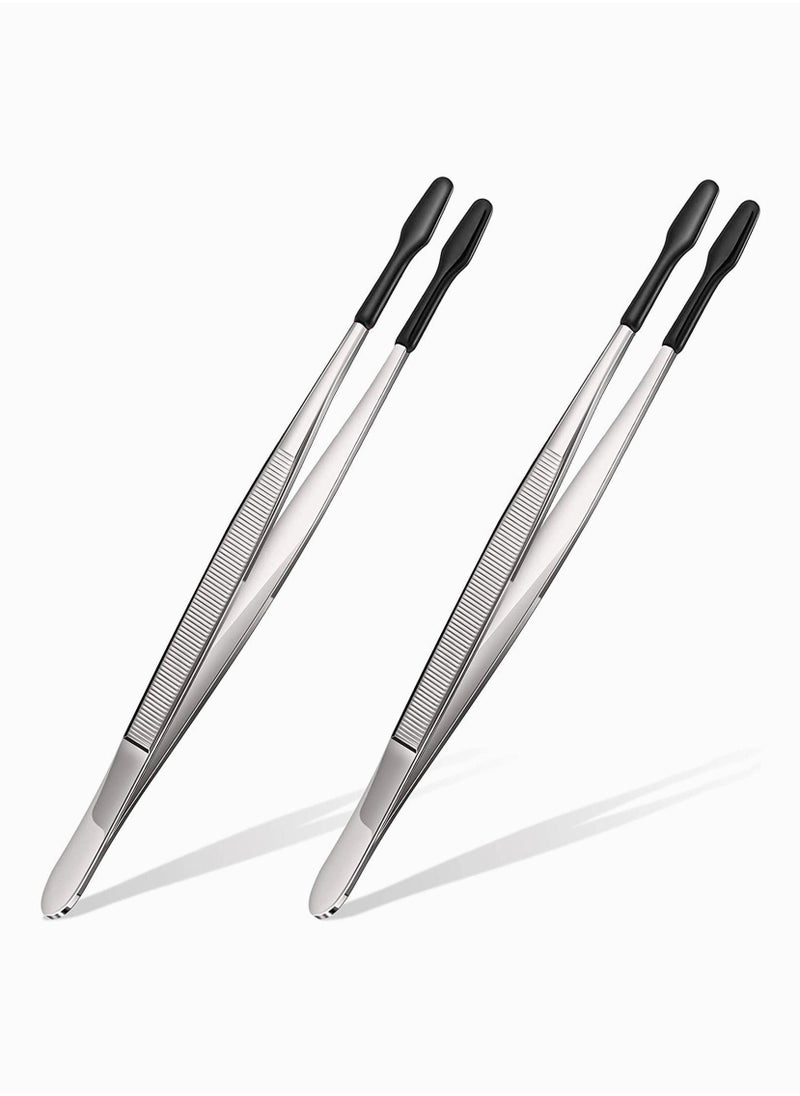 NIBEMINENT Tweezers, Rubber Tipped Tweezers PVC Silicone Coated Soft Non Marring Flat Tip Lab Industrial Hobby Craft Tools Coin Stamp Tweezer Tongs, Endurance 2 Pieces  - Image 1