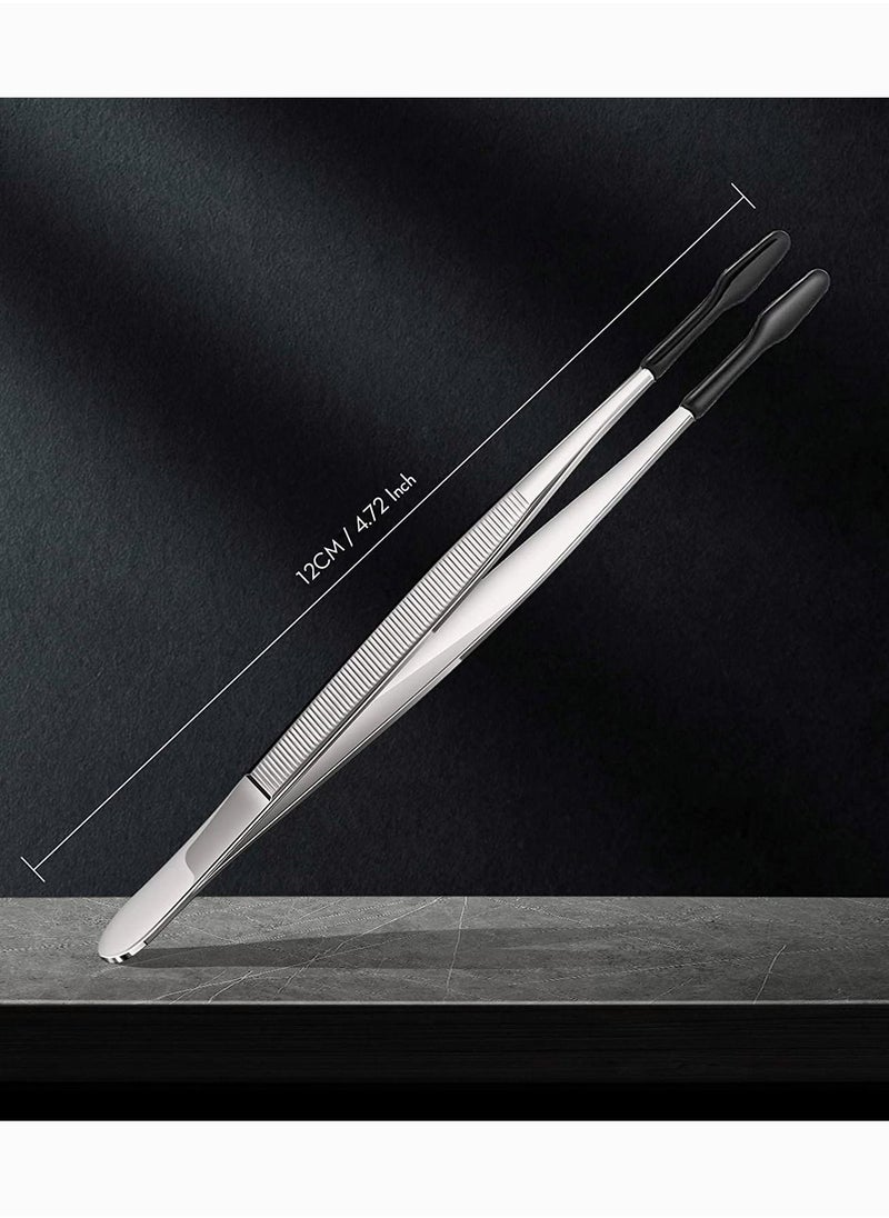 NIBEMINENT Tweezers, Rubber Tipped Tweezers PVC Silicone Coated Soft Non Marring Flat Tip Lab Industrial Hobby Craft Tools Coin Stamp Tweezer Tongs, Endurance 2 Pieces  - Image 2