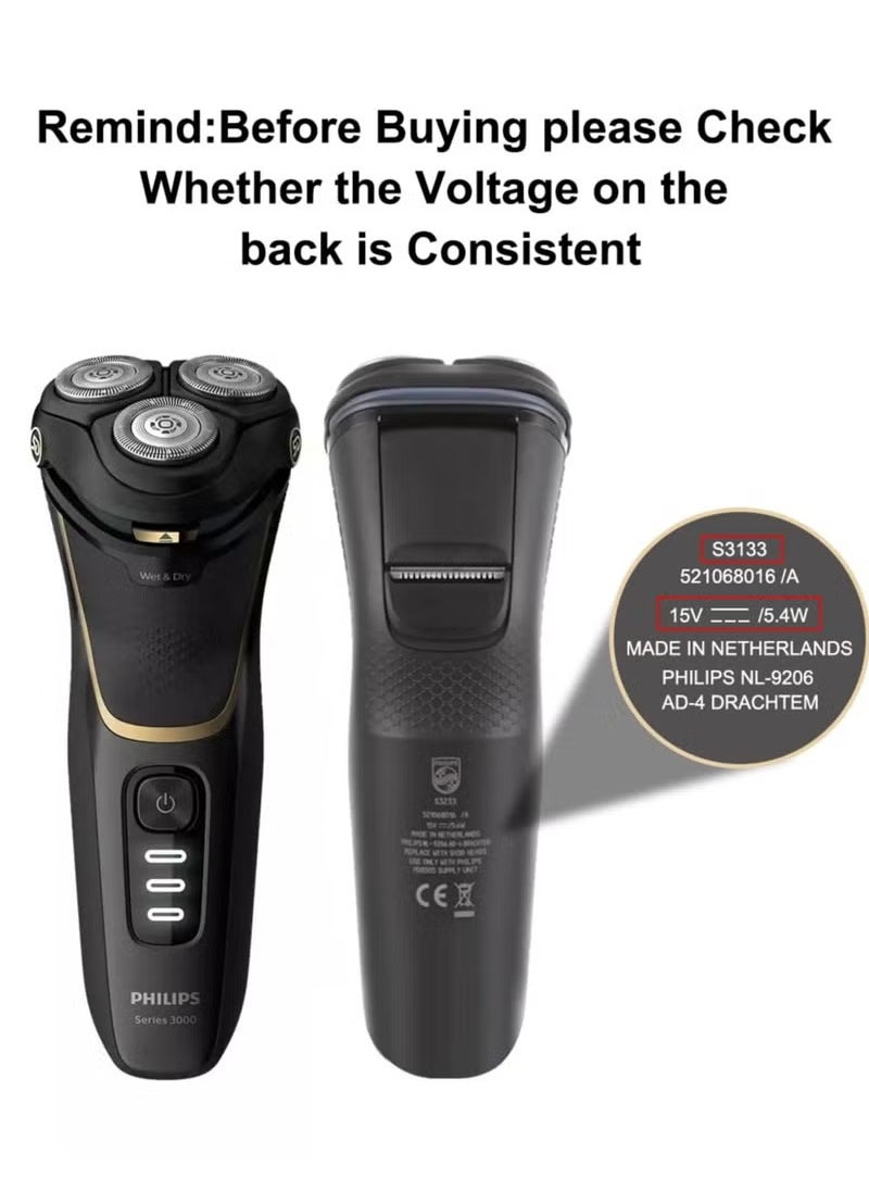 Starwell - 15V for Philips Shaver Charger HQ8505 Cable UK for Series 3000, 5000, 7000, 9000 Beard Trimmer S3233, S3333, S1332, BT5502, BT9810, MG7790 MG7750 Electric Razor Aquatouch Power Lead - Image 1