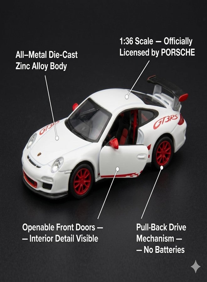 Wizplex Kinsmart Porsche 911 GT3 RS 1:36 Scale Officially Licensed Die-Cast Metal Car Model — Pull-Back Action Openable Doors Race Car Collectible Toy for Kids - Image 4