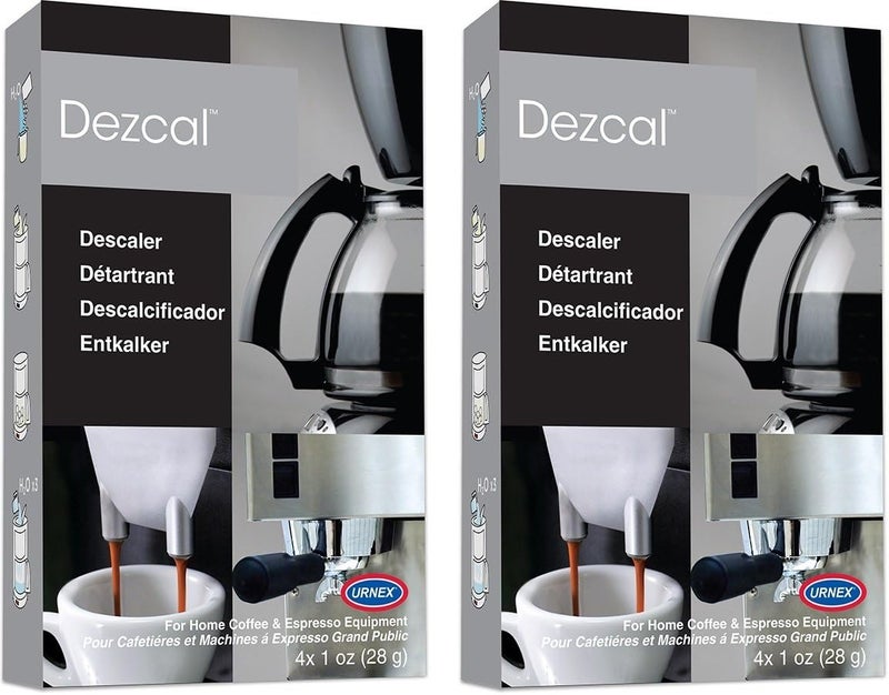 Urnex Dezcal Coffee and Espresso Descaler and Cleaner - 2 Pack - Activated Scale Remover Use with Home Coffee Brewers Espresso Machines Pod Machines Capsule Machines Kettles Garmet Steamers - Image 1