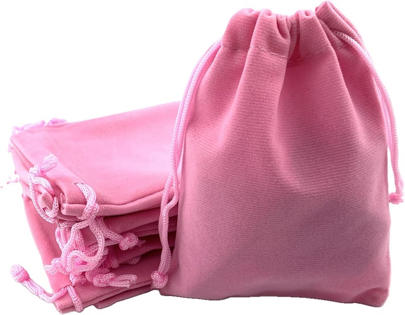 Velvet Drawstring Bags 3.6 X 4.8 Inch Pink - Luxurious Durable Reusable Velvet Pouches for Wedding Party Gift Packaging Jewelry Storage - Image 1