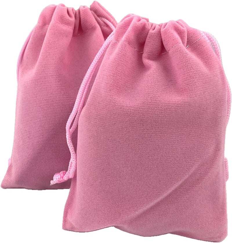 Velvet Drawstring Bags 3.6 X 4.8 Inch Pink - Luxurious Durable Reusable Velvet Pouches for Wedding Party Gift Packaging Jewelry Storage - Image 2