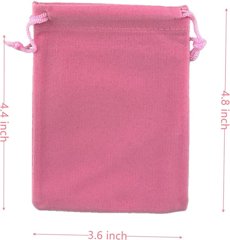 Velvet Drawstring Bags 3.6 X 4.8 Inch Pink - Luxurious Durable Reusable Velvet Pouches for Wedding Party Gift Packaging Jewelry Storage - Image 3