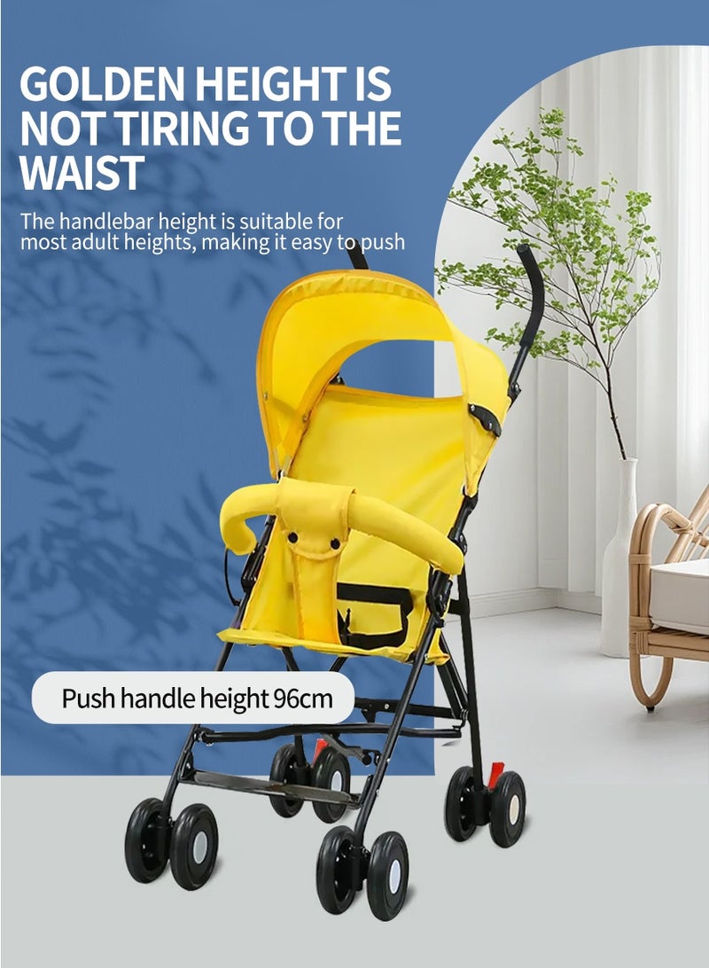 4-Wheel Stroller Lightweight, Fast, One-Handed Folding with Top Tray Compact and Stylish Design for Newborn to 4 Years Baby Stroller, Child Stroller, Lightweight Travel Stroller with Adjustable Handle and Backrest, One-Handed Folding for Overhead Storage on Airplanes, Shopping, Walking, Traveling - Image 2