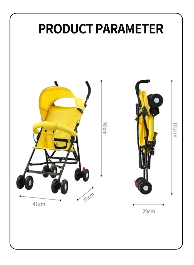 4-Wheel Stroller Lightweight, Fast, One-Handed Folding with Top Tray Compact and Stylish Design for Newborn to 4 Years Baby Stroller, Child Stroller, Lightweight Travel Stroller with Adjustable Handle and Backrest, One-Handed Folding for Overhead Storage on Airplanes, Shopping, Walking, Traveling - Image 3