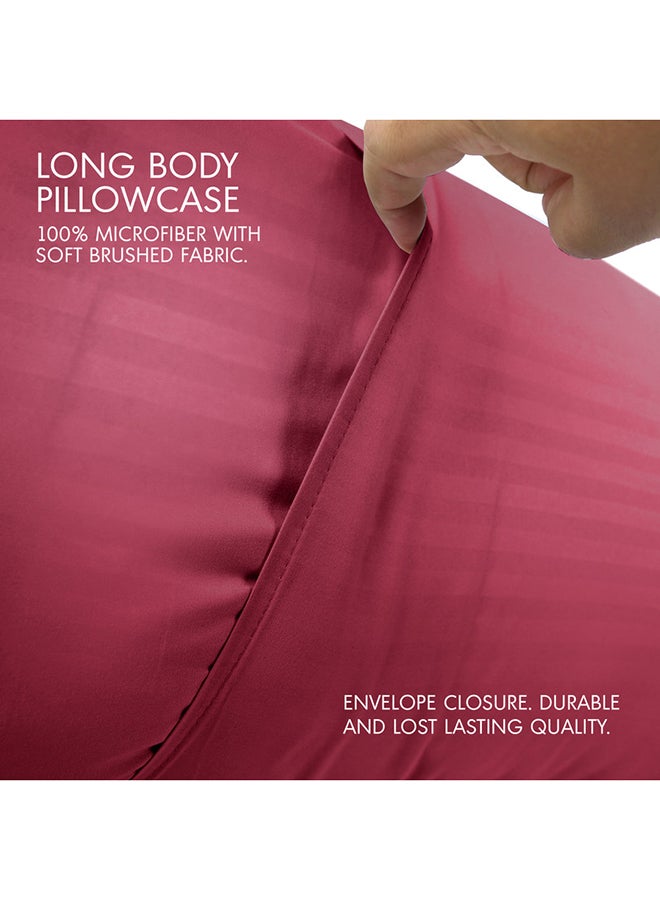 Hotel Linen Klub Hotel Linen Klub Long Body 1Pc Stripe Pillowcase - 100% Microfiber  with envelope closure, Soft and Durable Quality, Size : 45 x 125cm , Maroon  - Image 2