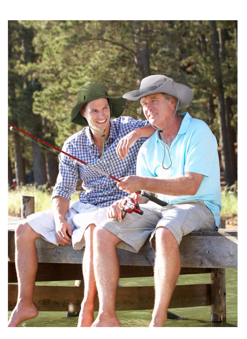 SYOSI - 2 Pieces Cotton Safari Hat Wide Brim Fishing Cap Foldable Boonie Hat Double-Sided Outdoor Sun Hat for Men and Women Summer Outdoor Sun Protection Wide Brim Bucket Hat Foldable Safari Boonie Hat - Image 1