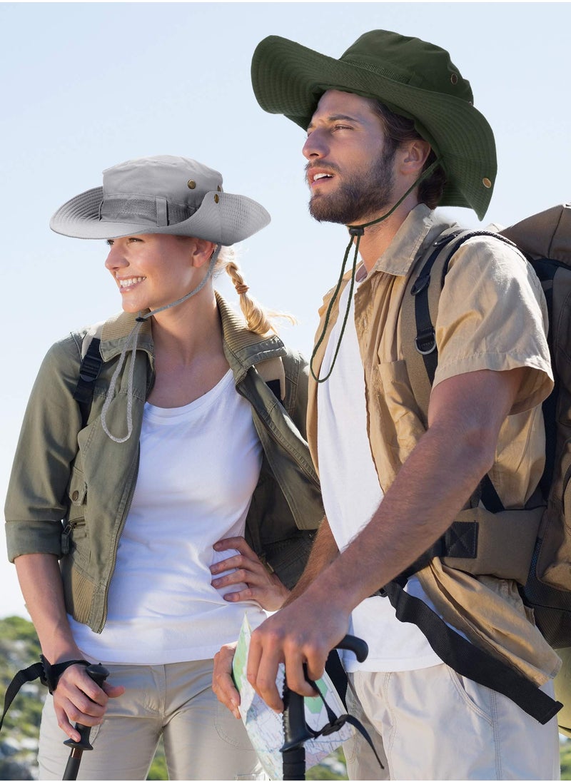 SYOSI - 2 Pieces Cotton Safari Hat Wide Brim Fishing Cap Foldable Boonie Hat Double-Sided Outdoor Sun Hat for Men and Women Summer Outdoor Sun Protection Wide Brim Bucket Hat Foldable Safari Boonie Hat - Image 1