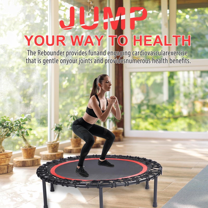 KOKSRY 40" Foldable Rebounder Trampoline for Adults - Silent Fitness Bungee Rebounder, Home Exercise Trampoline for Low Impact Cardio, Indoor/Outdoor Portable Workout Trampoline - Image 2