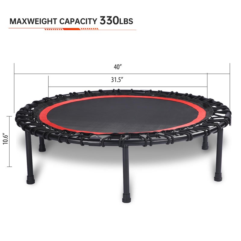 KOKSRY 40" Foldable Rebounder Trampoline for Adults - Silent Fitness Bungee Rebounder, Home Exercise Trampoline for Low Impact Cardio, Indoor/Outdoor Portable Workout Trampoline - Image 5