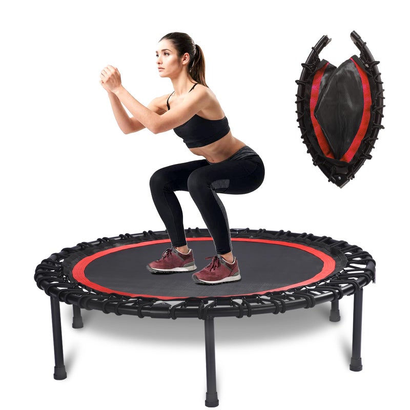 KOKSRY 40" Foldable Rebounder Trampoline for Adults - Silent Fitness Bungee Rebounder, Home Exercise Trampoline for Low Impact Cardio, Indoor/Outdoor Portable Workout Trampoline - Image 1