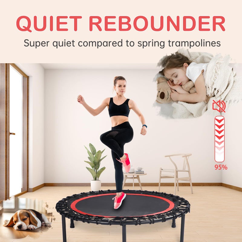 KOKSRY 40" Foldable Rebounder Trampoline for Adults - Silent Fitness Bungee Rebounder, Home Exercise Trampoline for Low Impact Cardio, Indoor/Outdoor Portable Workout Trampoline - Image 3