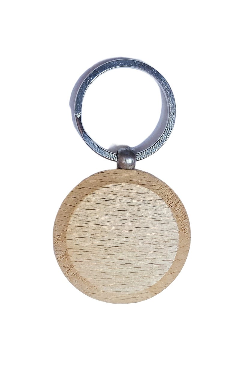 Kidultz Empty Wooden Keychain For DIY Projects - Laser Engravable, Printable & Writable - Pack Of 10 - Different Shapes (Round Shape),Multicolor - Image 4