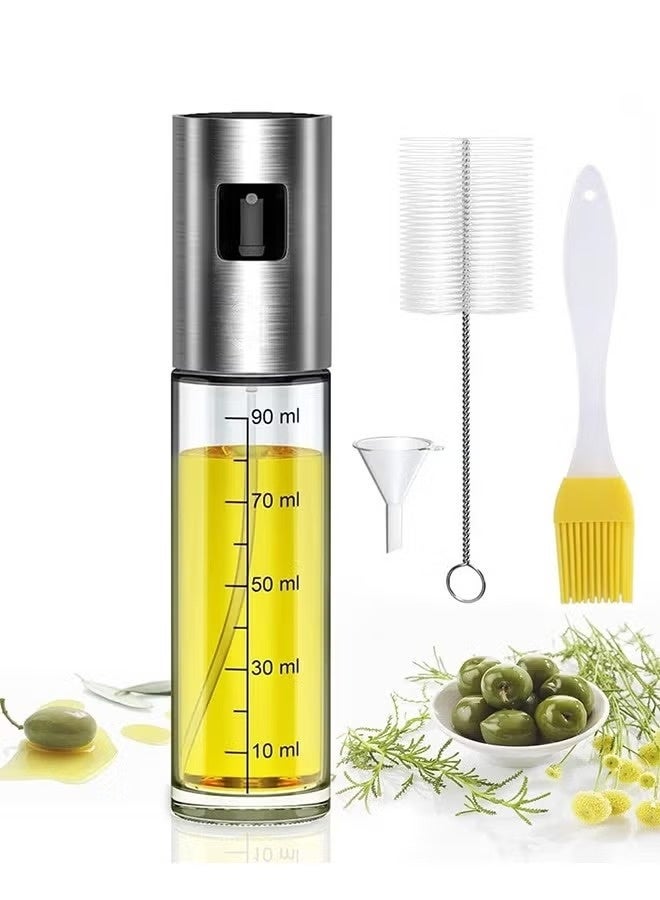 Trendify Oil Sprayer Bottle Set for Cooking – Reusable Spray Dispenser for BBQ, Salad, Baking & Air Fryer – Fine Mist Olive Oil Sprayer for Kitchen Use, BPA Free & Leak-Proof, 1 Oil Sprayer/Dispenser * 1 Cleaning Brush * 1 Oil Pasting Brush * 1 Funnel, 100 ml - Image 1