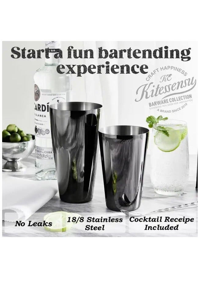 Liying Stainless Steel Boston Cocktail Shaker 750ml, Drink Mixer with Built-in Strainer for Mixing Drinks Margaritas (Black)  - Image 3