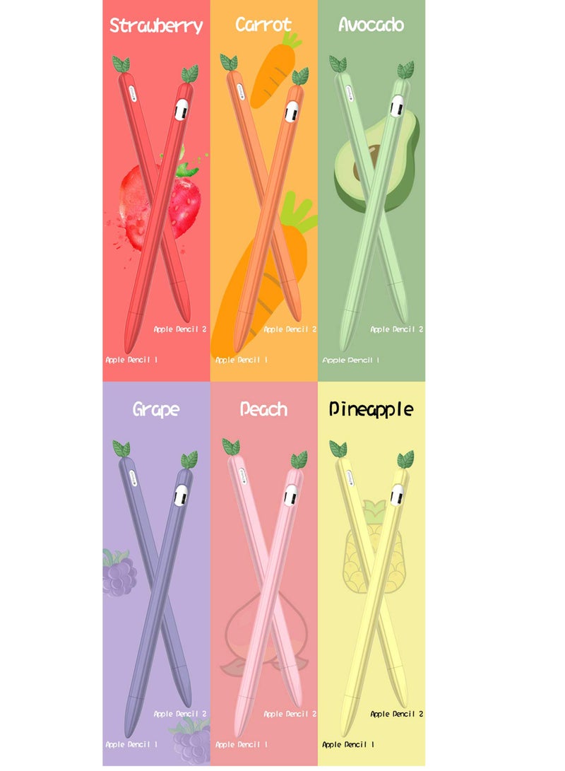 SYOSI iPencil Case 2 Pack Sleeve C ute Fruit Design Silicone Soft Protective Cover Accessories Compatible with Apple Pencil 1st Generation Peach+Avcocado - Image 5