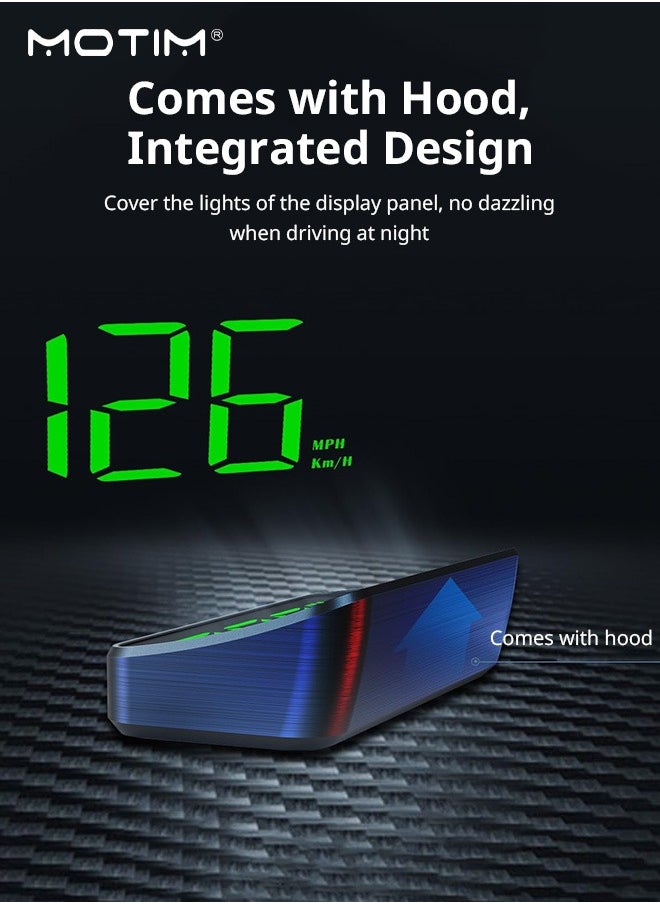 موتيم - شاشة عرض السيارة HUD Head-Up Display لنظام تحديد المواقع العالمي GPS، بوصلة عداد السرعة عبر الأقمار الصناعية عالية الوضوح لعرض موقع السيارة مناسبة لجميع الموديلات مع سرعة كم/ساعة - Image 1