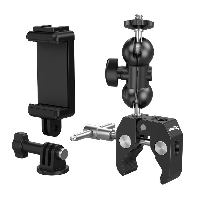 SMALLRIG Camera Mount Clamp Kit, Ball Head Magic Arm with Clamp, Super Clamp with Non-Slip Threads, for Gopro, Webcam, Camera, Phone, Monitor and Light - Image 1