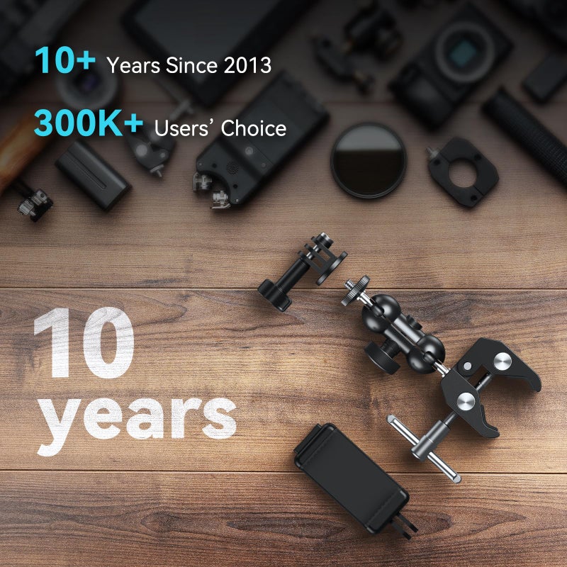 SMALLRIG Camera Mount Clamp Kit, Ball Head Magic Arm with Clamp, Super Clamp with Non-Slip Threads, for Gopro, Webcam, Camera, Phone, Monitor and Light - Image 3