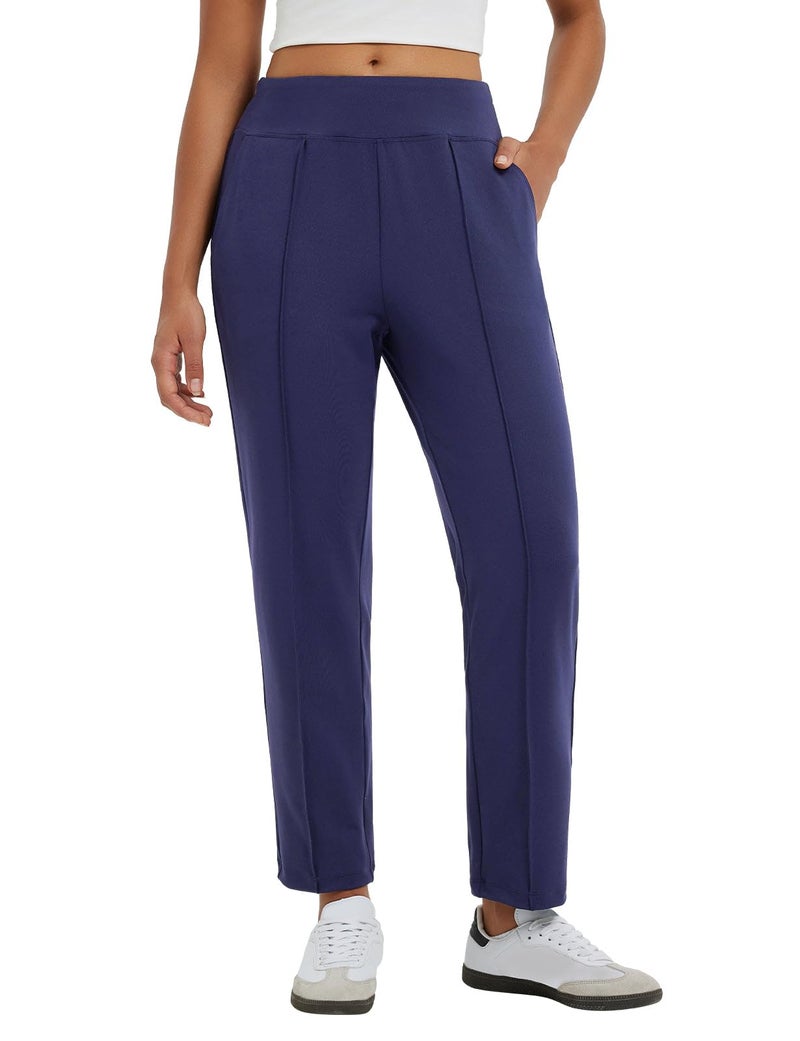 baleaf Womens Travel Pants Stretch Petite Dressy with Pockets Ankle 7/8 Business Casual Golf Work Slacks Navy Blue L - Image 1