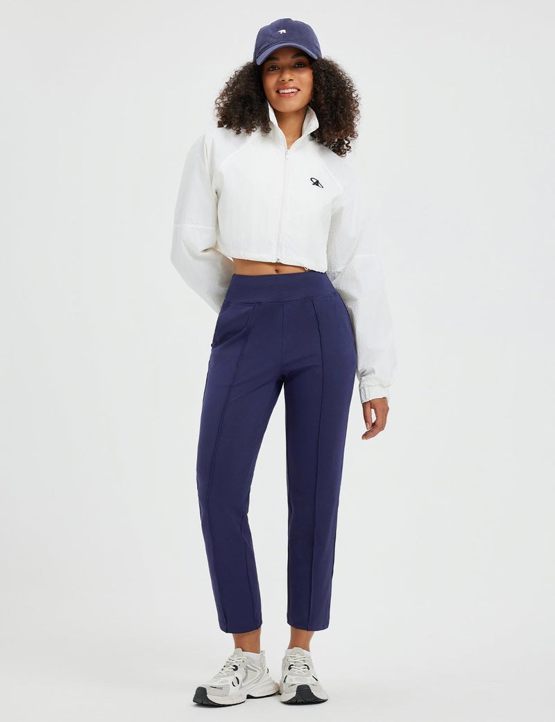 baleaf Womens Travel Pants Stretch Petite Dressy with Pockets Ankle 7/8 Business Casual Golf Work Slacks Navy Blue L - Image 5