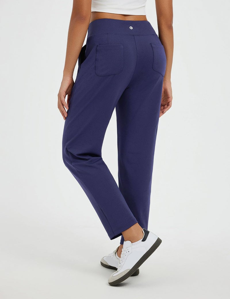 baleaf Womens Travel Pants Stretch Petite Dressy with Pockets Ankle 7/8 Business Casual Golf Work Slacks Navy Blue L - Image 2