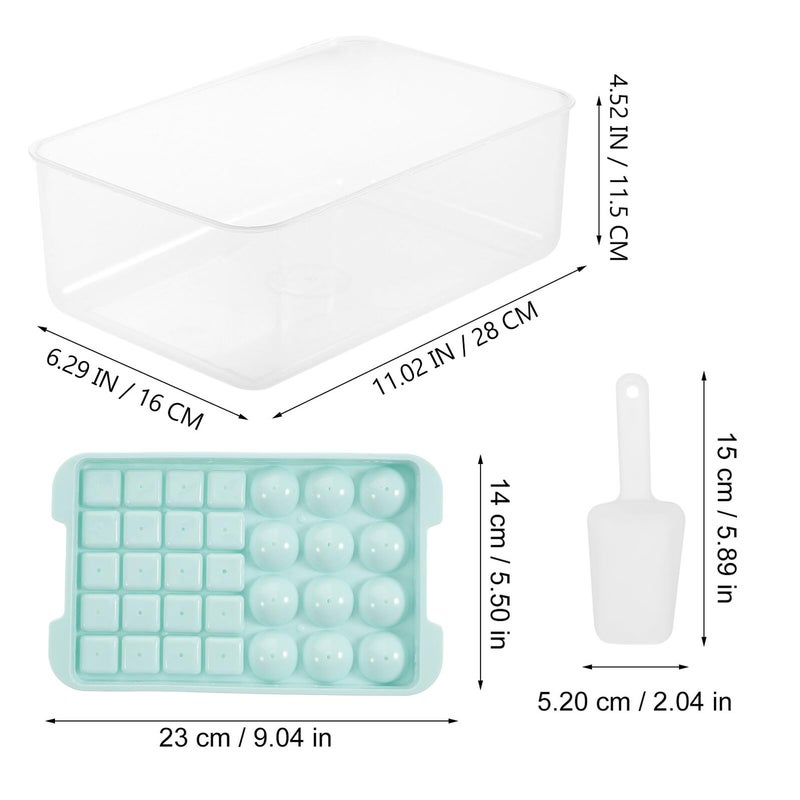 Press Type Ice Cube Tray With Lid And Scoop For Kitchen Bar Freezer - Image 3