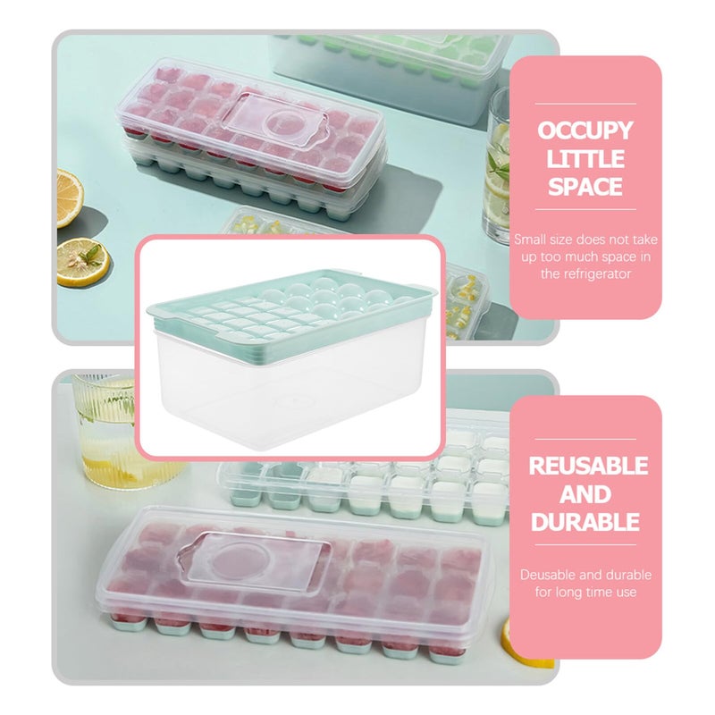 Press Type Ice Cube Tray With Lid And Scoop For Kitchen Bar Freezer - Image 4