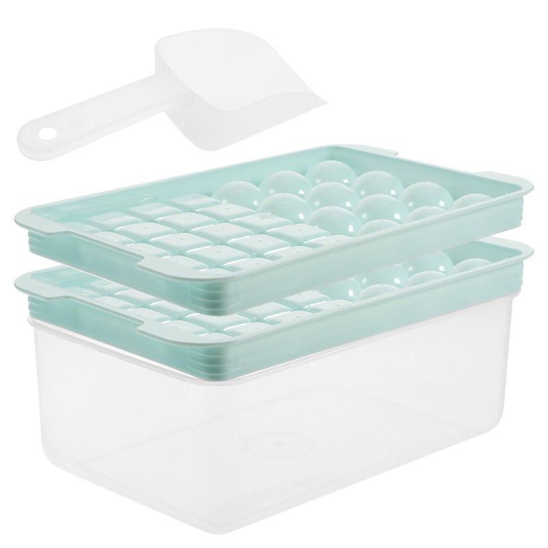 Press Type Ice Cube Tray With Lid And Scoop For Kitchen Bar Freezer - Image 2