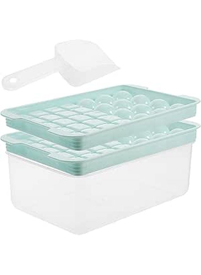 Press Type Ice Cube Tray With Lid And Scoop For Kitchen Bar Freezer - Image 1
