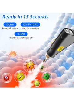 ET-LIFE Steam Cleaner, 4.5Bar Pressurized Steamer for Cleaning, Multi-Purpose Steamer for Home, Handheld Steam Cleaner, with 6pcs Accessories, Car Steamer, Portable Steam Cleaner for Kitchen, Bathroom, Tile  - Image 3