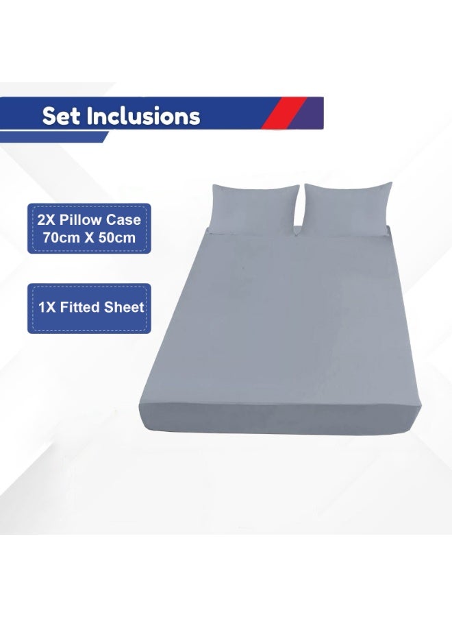 المنزل الذكي هوم سمارت ملاءة سرير جاهزة من القطن السادة مع 2 غطاء وسادة أبيض - Image 2