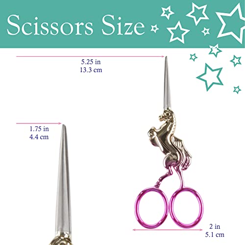 BambooMN JubileeYarn Unicorn Embroidery Craft Stainless Steel Scissors - Gradient - 1 Pair - Image 3