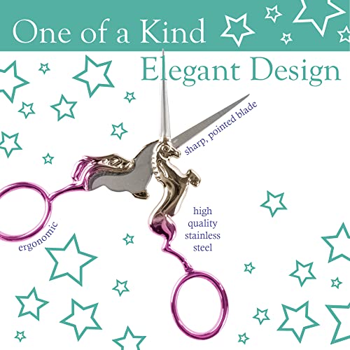 BambooMN JubileeYarn Unicorn Embroidery Craft Stainless Steel Scissors - Gradient - 1 Pair - Image 5